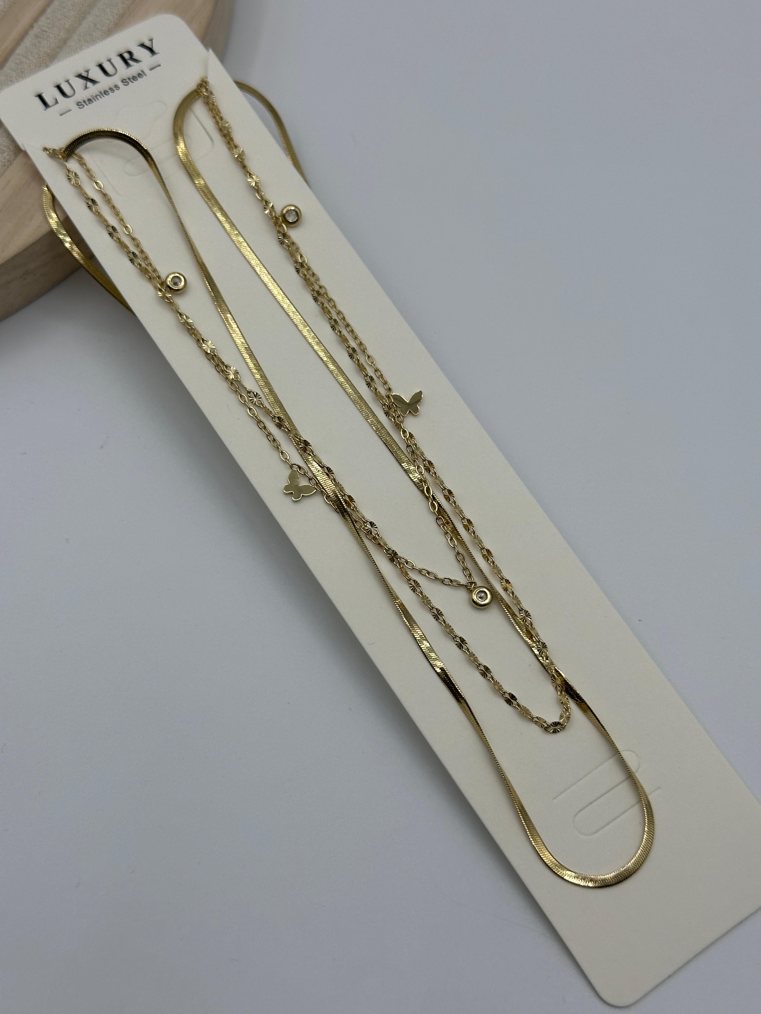 BUTTERFLY 2'Lİ GOLD KOLYE